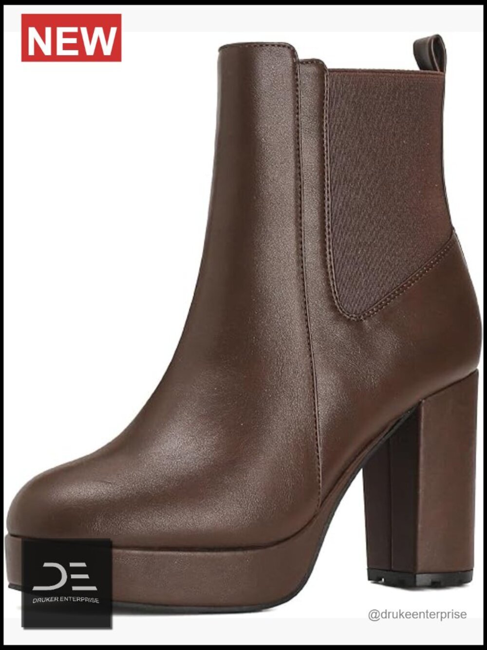 Women's Chunky High Heel Ankle Boots Dressy Booties with Zipper Round Toe
